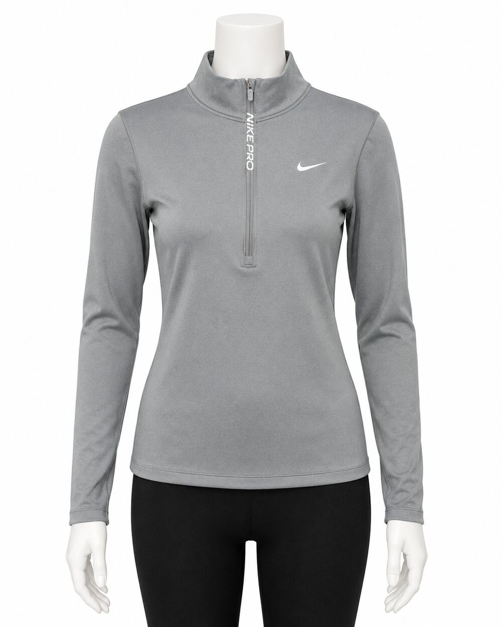 Nike Pro Dri-FIT Women's Medium Gray 1/4 Zip Pullover Long Sleeve Athletic Top